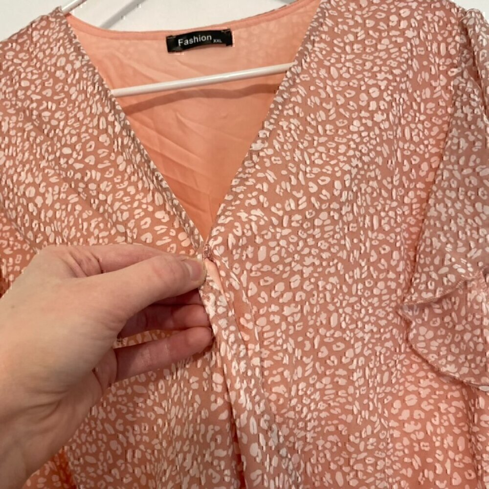 FASHION Flowy Midi Tiered Ditsy Floral Dress Rose Pink Faux Wrap XXL - NO BELT - Picture 6 of 15